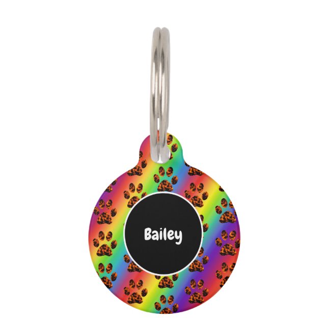 Muddy Paws over de kleuren van de regenboog Huisdierpenning (Voorkant)