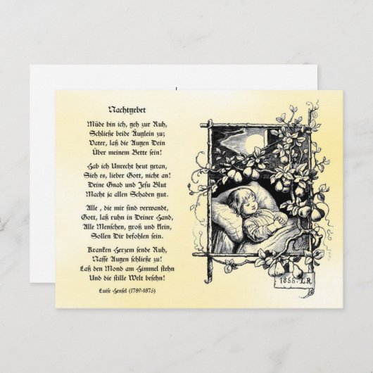 Müde bin ich geh zur Ruh Briefkaart (Voorkant / Achterkant)