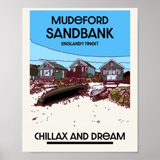 Mudeford Sandbank English Beach Art Poster (Voorkant)