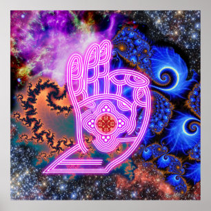 Mudra met Fractals en Galaxies Poster
