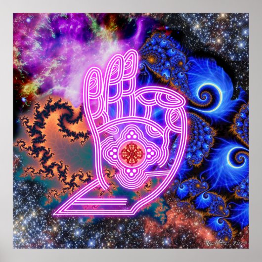 Mudra met Fractals en Galaxies Poster (Voorkant)