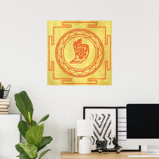Mudra Om Mandala Classic Saffron Poster (Thuiskantoor)