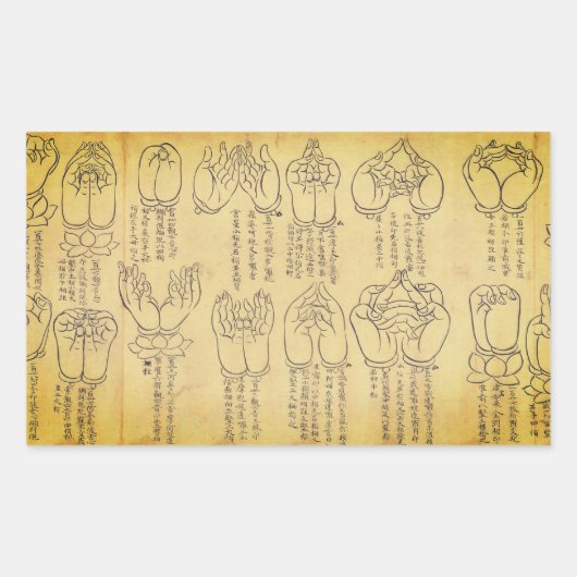 Mudras (12e-eeuwse Japanse rol) Rechthoekige Sticker (Voorkant)