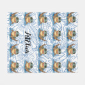 Mudskipper Kawaii Blue Print Fleece Deken (Voorkant (Horizontaal))