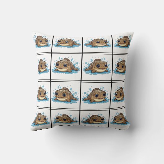 Mudskipper Kawaii Brown Pattern Kussen (Achterkant)