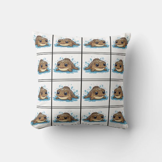 Mudskipper Kawaii Brown Pattern Kussen (Voorkant)