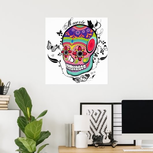 Muerte Dag van de dode schedel Poster (Thuiskantoor)
