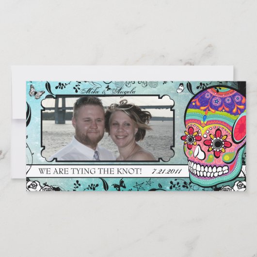 Muerte Sugar Skull Calaveras Sla de datum op Save The Date (Voorkant)