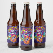 Muertos Sugar Skull Mexicaans Mariachi Gitaar Fies Bier Etiket (Flessen)