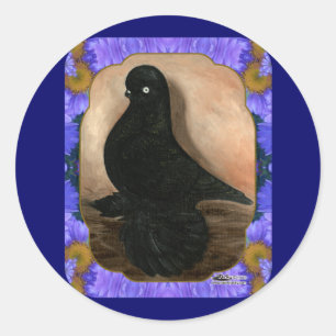 Muffed Tumbler Pigeon Framed Ronde Sticker
