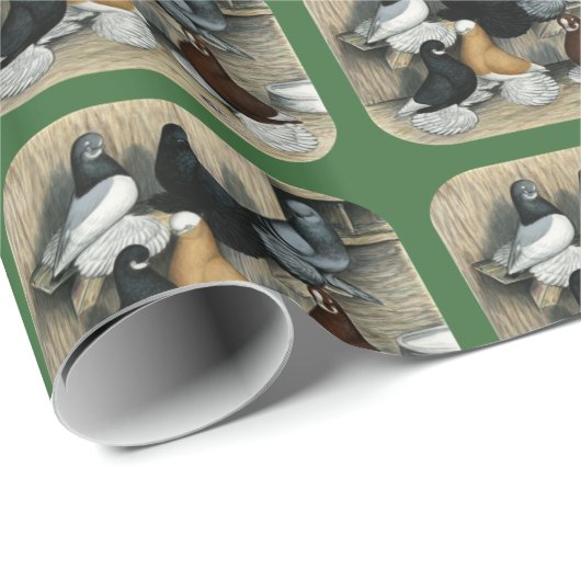 Muffed Tumbler Pigeons Cadeaupapier (Rol Hoek)