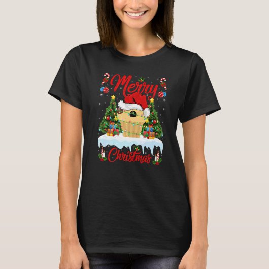 Muffin Food Lights Xmas Tree Santa Muffin Christm T-shirt (Voorkant)