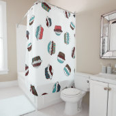 Muffin. Gelukkige verjaardagstaart achtergrond wit Douchegordijn (In situ)