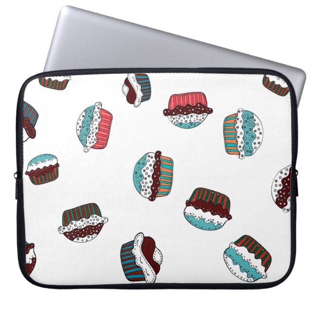 Muffin. Gelukkige verjaardagstaart achtergrond wit Laptop Sleeve (Voorkant)