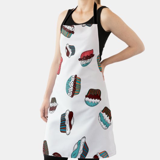 Muffin. Gelukkige verjaardagstaart achtergrond wit Schort (Insitu)