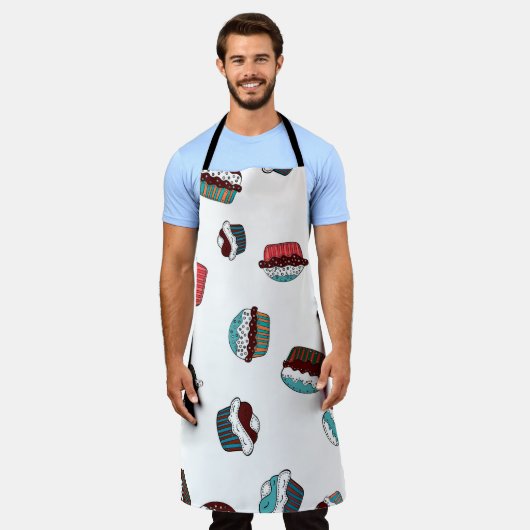 Muffin. Gelukkige verjaardagstaart achtergrond wit Schort (Gedragen)