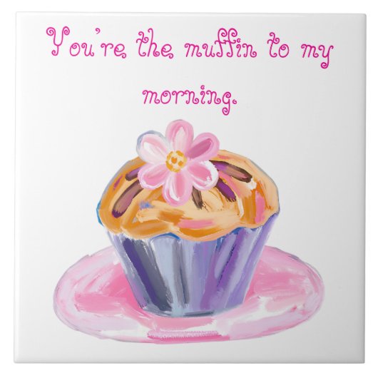 Muffin met bloemendecoratie tegeltje (Voorkant)