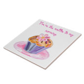 Muffin met bloemendecoratie tegeltje (Zijkant)