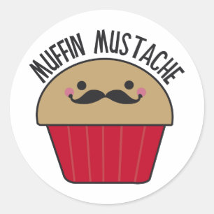 Muffin Mustache Ronde Sticker