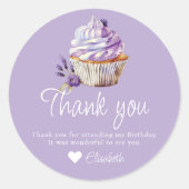 Muffin Paars Dank u Gepersonaliseerde verjaardag Ronde Sticker (Voorkant)