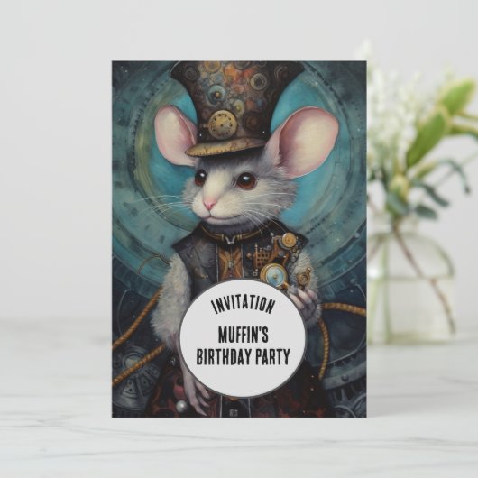 Muffin Steampunk Dier Aangepaste naam Kaart (Staand voorkant)