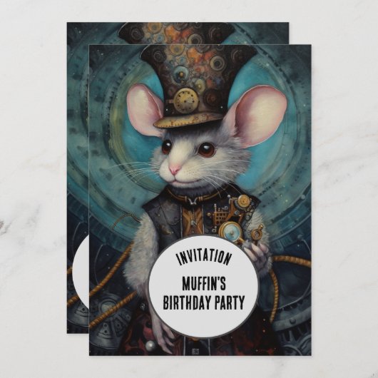 Muffin Steampunk Dier Aangepaste naam Kaart (Voorkant / Achterkant)