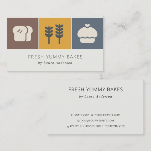 Muffin Wheat Bread Ochre Brown Gray Chef Baking Visitekaartje (Voorkant / Achterkant)