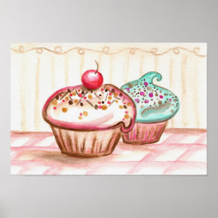 Muffinbakkerij Keuken Muur Kunst Print Decoratie