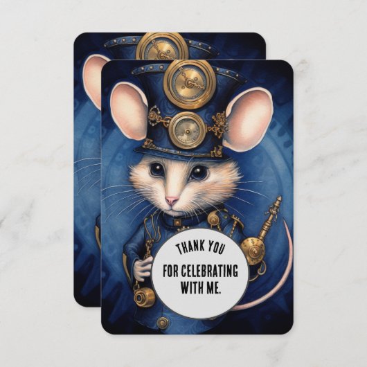 Muffinpounce dank u Steampunk dier Custom Bedankkaart (Voorkant / Achterkant)