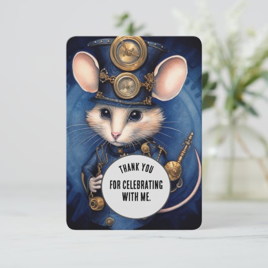 Muffinpounce dank u Steampunk dier Custom Bedankkaart (Staand voorkant)