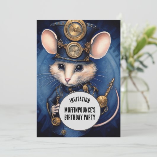 Muffinpounce Steampunk Dier Aangepaste naam Kaart (Staand voorkant)