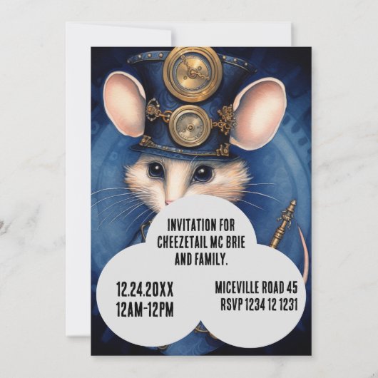 Muffinpounce Steampunk Dier Aangepaste naam Kaart (Achterkant)