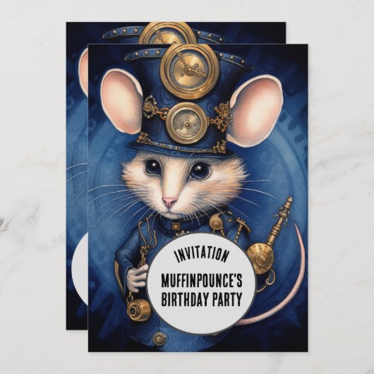 Muffinpounce Steampunk Dier Aangepaste naam Kaart (Voorkant / Achterkant)