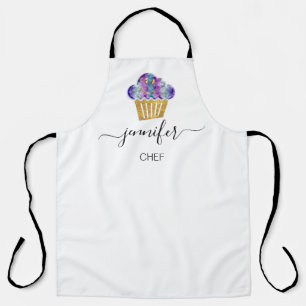 Muffins Bakery Catering Cakes Smile Paars Logo Schort