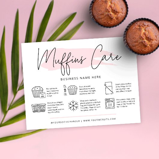 Muffins Care Instructions Bakery Guide Feminine Bedankkaart