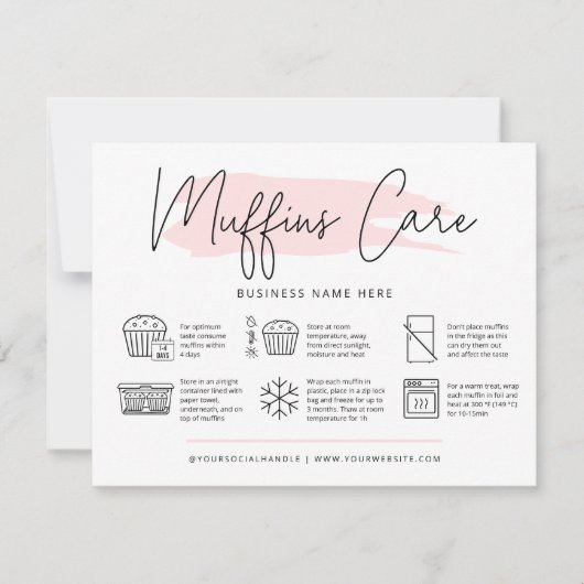 Muffins Care Instructions Bakery Guide Feminine Bedankkaart (Voorkant)