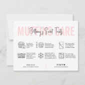 Muffins Care Instructions Guide Roze bakkerij Bedankkaart (Voorkant)