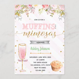 Muffins en Mimosas feestuitnodiging Kaart