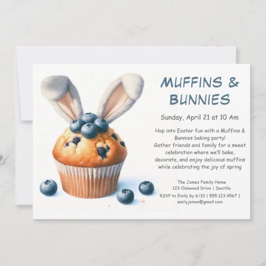 Muffins & Konijnen – Uitnodiging voor Pasen Backfe (Voorkant)