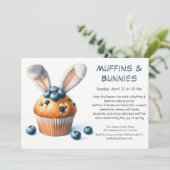 Muffins & Konijnen – Uitnodiging voor Pasen Backfe (Staand voorkant)