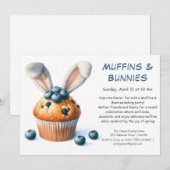 Muffins & Konijnen – Uitnodiging voor Pasen Backfe (Voorkant / Achterkant)