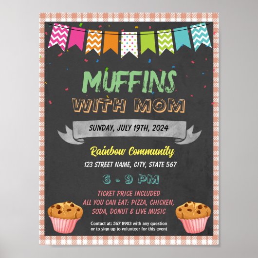 Muffins Met Moeder Evenement sjabloon Poster (Voorkant)