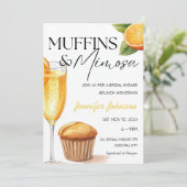 Muffins & Mimosa Sinaasappel Vrijgezellenfeest Bru Kaart (Staand voorkant)