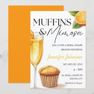 Muffins & Mimosa Sinaasappel Vrijgezellenfeest Bru Kaart