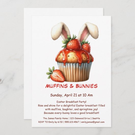 Muffins & Mornings – Paasontbijt Kaart (Voorkant / Achterkant)