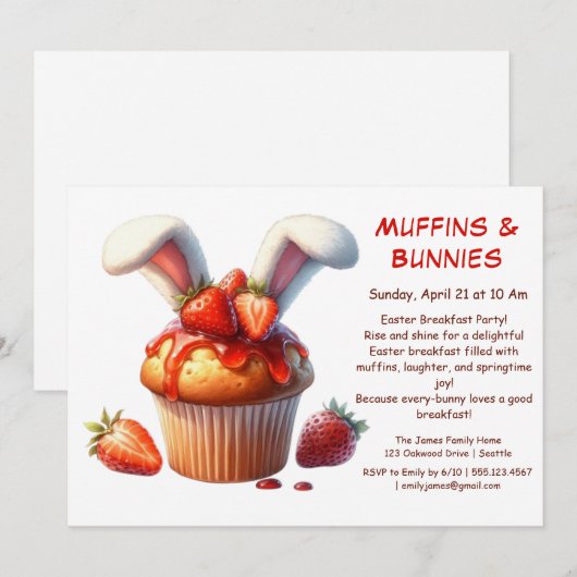 Muffins & Mornings – Paasontbijt Kaart (Voorkant / Achterkant)