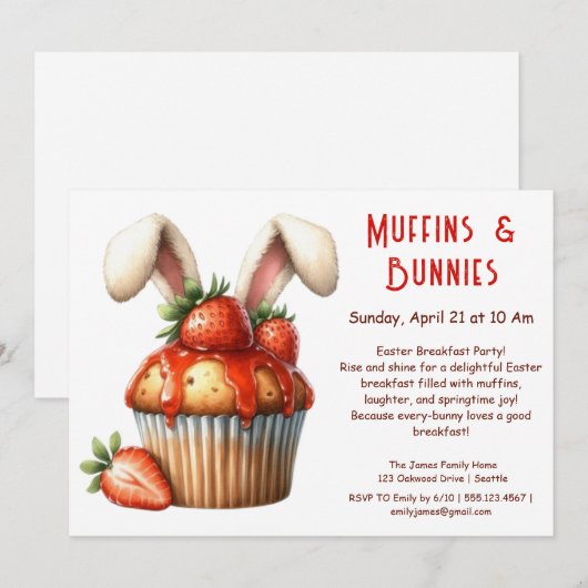 Muffins & Mornings – Paasontbijt Kaart (Voorkant / Achterkant)