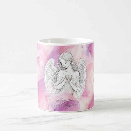 Mug avec ange et cœur – Cadeau amour éternel Koffiemok (Center)