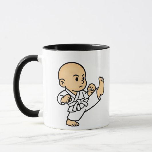 Mug baby karatéka in werking. mok (Links)