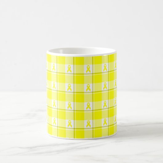Mug Bladder Cancer Awareness Plaid, Yellow Ribbon Koffiemok (Center)